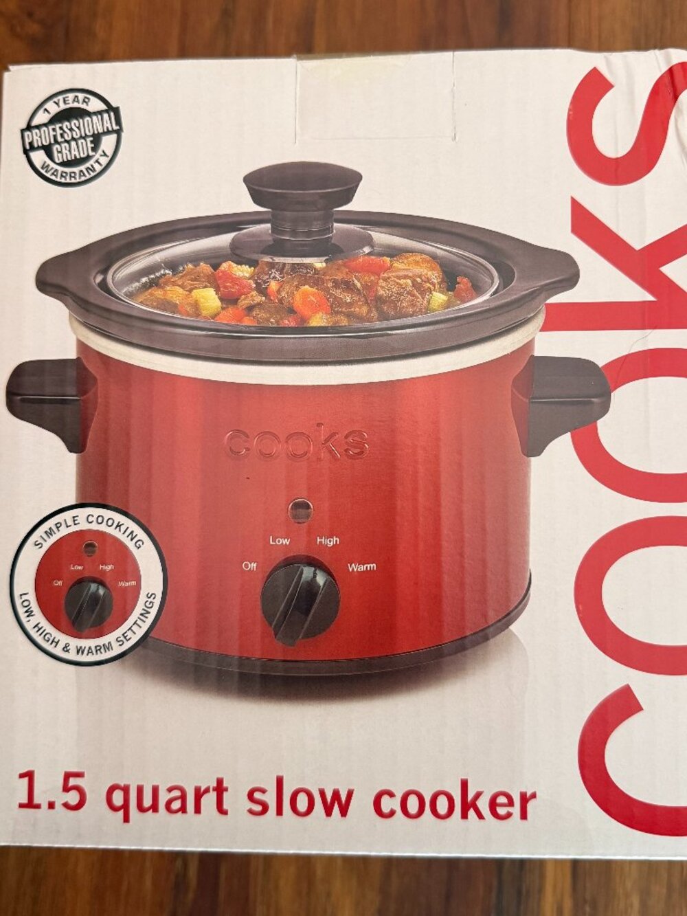 Cooks by JCP Home 1.5 Quart Slow Cooker 120W Removable Stoneware Red